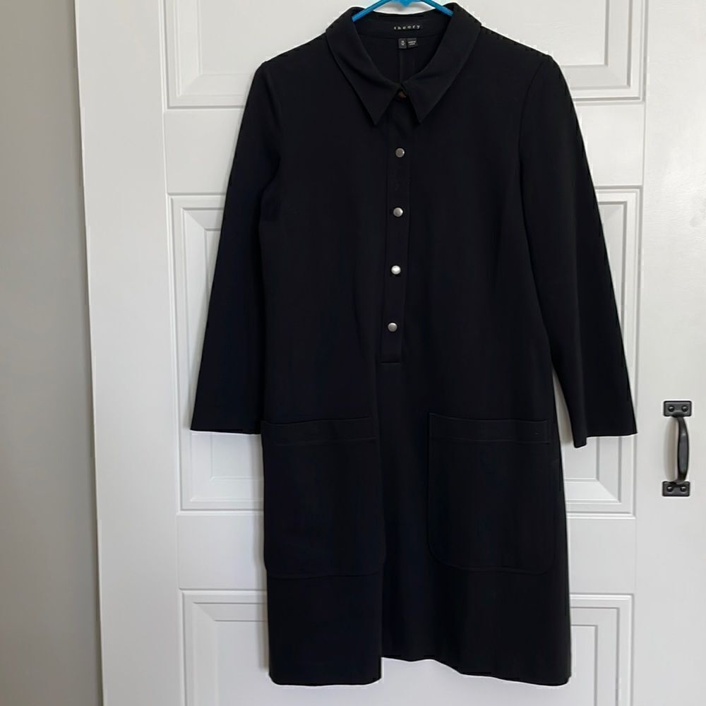Theory Black Button Front Dress